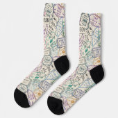 Individuelle Name Reisen Briefmarke Muster Socken (Linkes Detail)