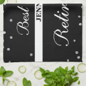 Individuelle Name, Rentenerwerb Glückwunsch Schwar Geschirrtuch (Gefaltet)