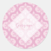 Individuelle Name Retro 1970er Preppy in Pink Mand Runder Aufkleber (Vorderseite)