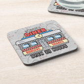 Individuelle Name Retro 50er Diner Sign Fifties At Getränkeuntersetzer (Linke Seite)