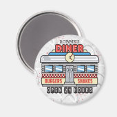 Individuelle Name Retro 50er Diner Sign Fifties At Magnet (Vorderseite/Rückseite)