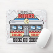 Individuelle Name Retro 50er Diner Sign Fifties At Mousepad (Mit Mouse)