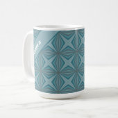 Individuelle Name Retro Aquamarines Muster Kaffeetasse (Vorderseite Links)