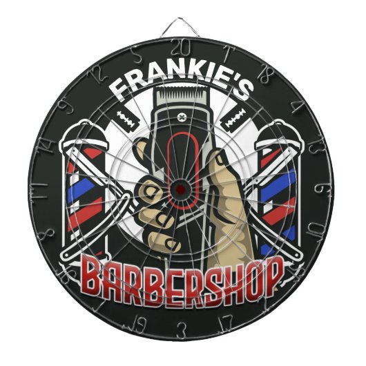 Individuelle Name Retro Barber Shop Pole Barbersho Dartscheibe (vorne)