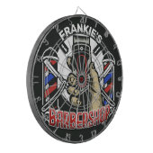 Individuelle Name Retro Barber Shop Pole Barbersho Dartscheibe (Vorderseite Links)