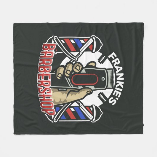 Individuelle Name Retro Barber Shop Pole Barbersho Fleecedecke (Vorderseite (Horizontal))
