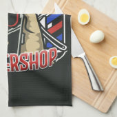 Individuelle Name Retro Barber Shop Pole Barbersho Geschirrtuch (Viertel Falte)