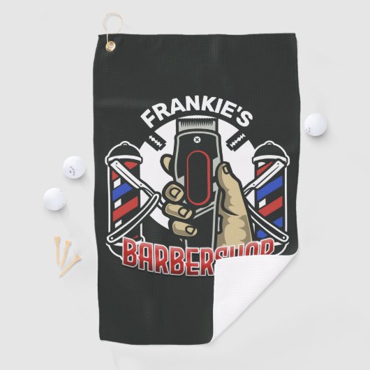 Individuelle Name Retro Barber Shop Pole Barbersho Golfhandtuch (Insitu)