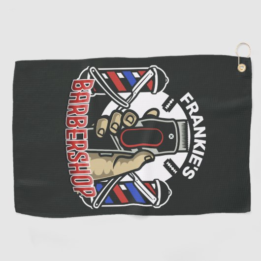 Individuelle Name Retro Barber Shop Pole Barbersho Golfhandtuch (Horizontal)