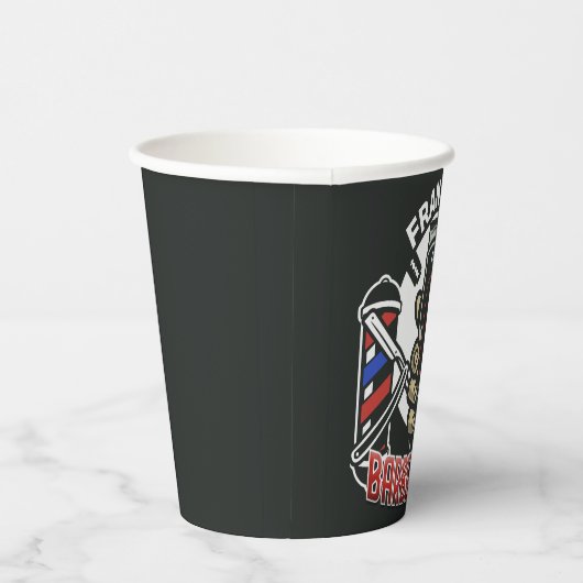 Individuelle Name Retro Barber Shop Pole Barbersho Pappbecher (Rechts)