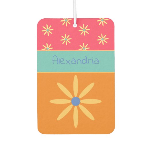 Individuelle Name Retro Blume Autolufterfrischer (Vorderseite)