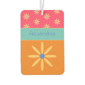 Individuelle Name Retro Blume Autolufterfrischer (Rückseite)