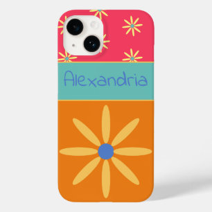 Individuelle Name Retro Blume Case-Mate iPhone 14 Hülle