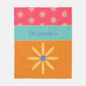 Individuelle Name Retro Blume Fleecedecke (Vorderseite)