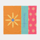 Individuelle Name Retro Blume Fleecedecke (Vorderseite (Horizontal))