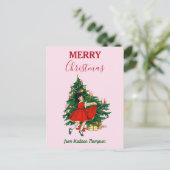 Individuelle Name Retro Christmas Girl Weihnachten (Stehend Vorderseite)