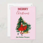 Individuelle Name Retro Christmas Girl Weihnachten (Vorne/Hinten)