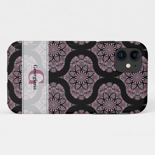 Individuelle Name Retro Dusky Rose Blumenfronten M Case-Mate iPhone Hülle (Rückseite (Horizontal))