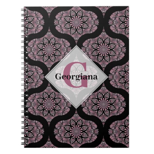 Individuelle Name Retro Dusky Rose Blumenfronten M Notizblock (Vorderseite)