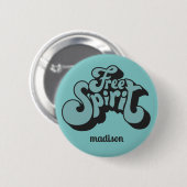 Individuelle Name Retro "Free Spirit" Button (Vorne & Hinten)