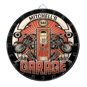 Individuelle Name Retro Gaspumpe Motorrad Fahrradg Dartscheibe