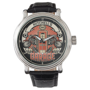 Individuelle Name Retro Gaspumpe Motorradfahrer Ga Armbanduhr