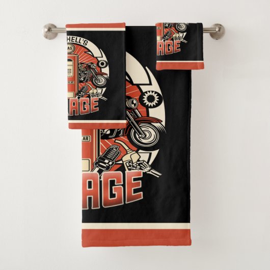 Individuelle Name Retro Gaspumpe Motorradfahrer Ga Badhandtuch Set (Insitu)