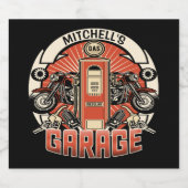 Individuelle Name Retro Gaspumpe Motorradfahrer Ga Bierflaschenetikett (Einzelnes Label)