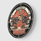 Individuelle Name Retro Gaspumpe Motorradfahrer Ga Große Wanduhr (Winkel)