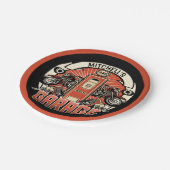 Individuelle Name Retro Gaspumpe Motorradfahrer Ga Pappteller (Schrägansicht)