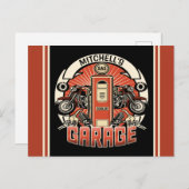 Individuelle Name Retro Gaspumpe Motorradfahrer Ga Postkarte (Vorne/Hinten)