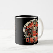 Individuelle Name Retro Gaspumpe Motorradfahrer Ga Zweifarbige Tasse (VorderseiteRechts)