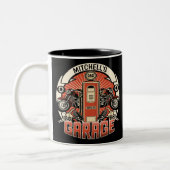 Individuelle Name Retro Gaspumpe Motorradfahrer Ga Zweifarbige Tasse (Links)