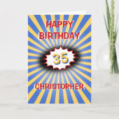 Individuelle Name-Retro-Geburtstag der Lichtexplos Karte (Vorderseite)