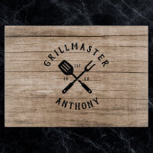 individuelle Name Retro GRILLMASTER Rustikales Hol Schneidebrett