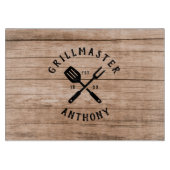 individuelle Name Retro GRILLMASTER Rustikales Hol Schneidebrett (Vorderseite)