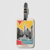 Individuelle Name Retro Philadelphia Gepäckanhänger (Vorderseite Vertikal)