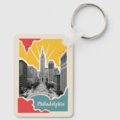 Individuelle Name Retro Philadelphia Schlüsselanhänger (Rückseite)