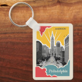 Individuelle Name Retro Philadelphia Schlüsselanhänger (Vorderseite)