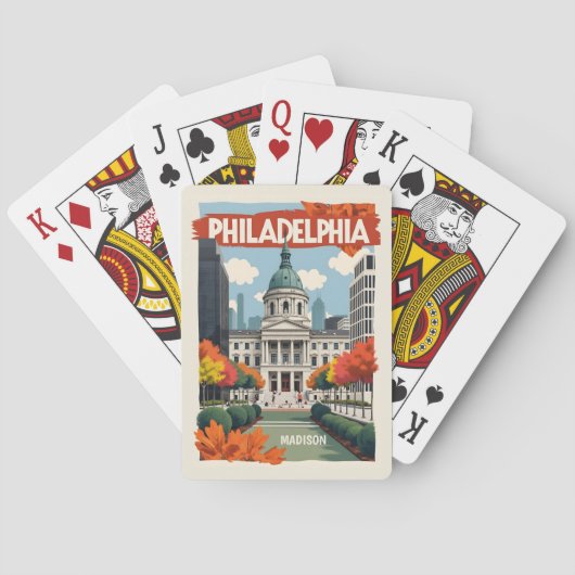 Individuelle Name Retro Philadelphia Spielkarten (Rückseite)