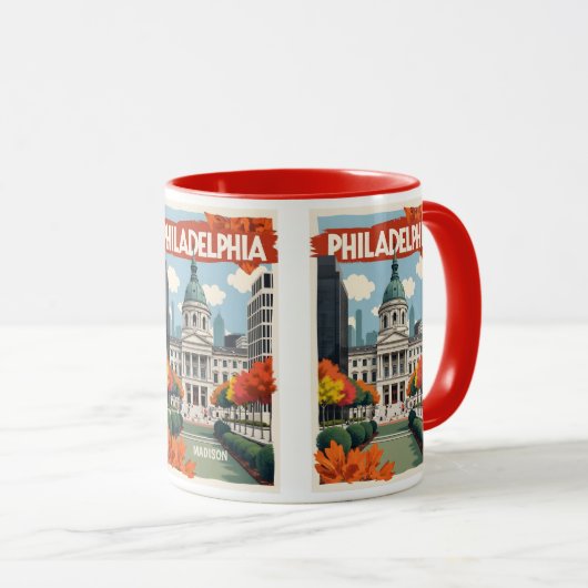 Individuelle Name Retro Philadelphia Tasse (VorderseiteRechts)