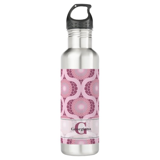 Individuelle Name Retro Radiant Dusky Rose Dot Man Edelstahlflasche (Vorderseite)