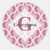 Individuelle Name Retro Radiant Dusky Rose Dot Man Runder Aufkleber (Vorderseite)