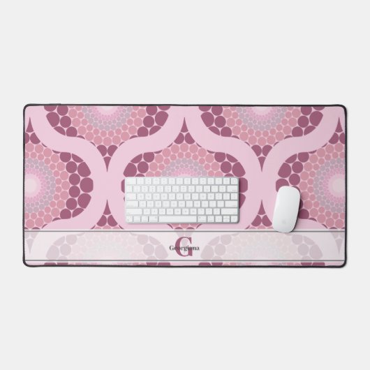 Individuelle Name Retro Radiant Dusky Rose Dot Man Schreibtischunterlage (Tastatur & Maus)