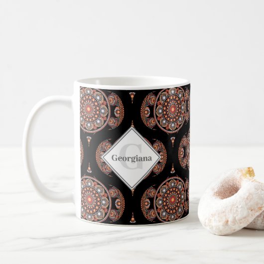 Individuelle Name Retro Safari Sunset Bohemisch Ma Kaffeetasse (Mit Donut)