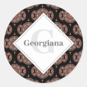 Individuelle Name Retro Safari Sunset Bohemisch Ma Runder Aufkleber (Vorderseite)