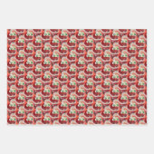 Individuelle Name Retro Santa Claus Weihnachts Tri Geschenkpapier Set (Vorderseite 3)