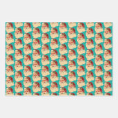 Individuelle Name Retro Santa Claus Weihnachts Tri Geschenkpapier Set (Vorderseite 2)