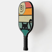 Individuelle Name, Retro-Schwarze Katze Pickleball Schläger (Links)