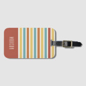 Individuelle Name-Retro-Streifenmuster Gepäckanhänger (Vorderseite (Horizontal))
